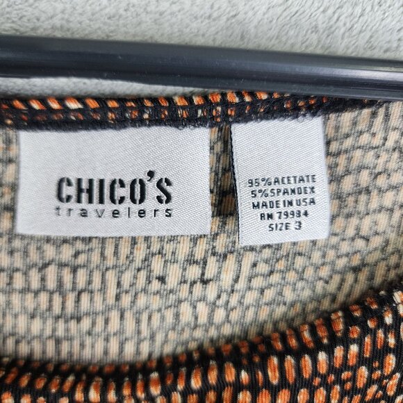 Women's Chico's Travelers Sleeveless Top Shirt Orange Pebble Print Size 3 - Picture 4 of 8